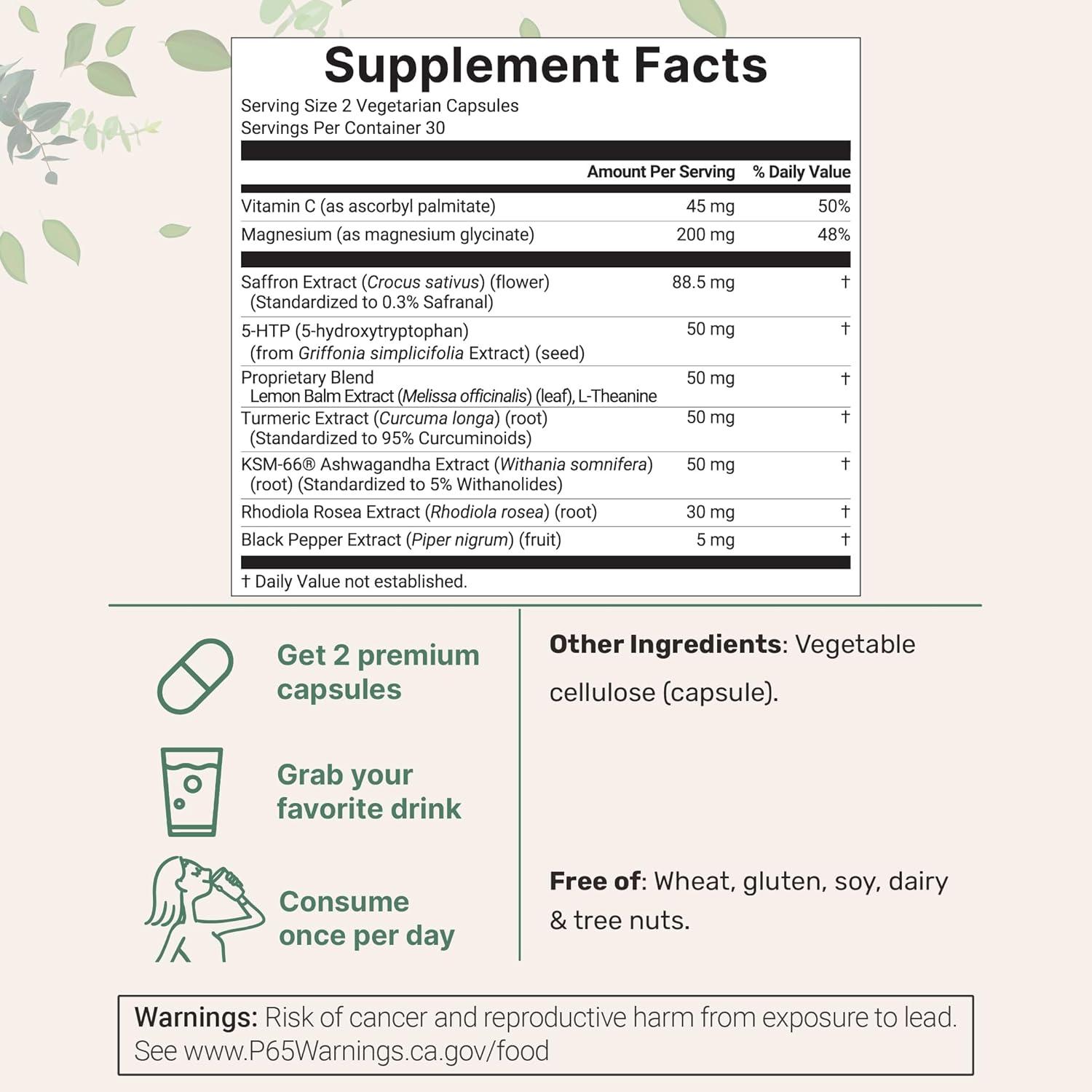 image:imageMicro Ingredients Saffron Advanced Supplements 60 Veggie Capsules 10in1 with Saffron Extract High Absorption FatSoluble Vitamin C Magnesium Turmeric amp KSM66 Ashwagandha Filler Free