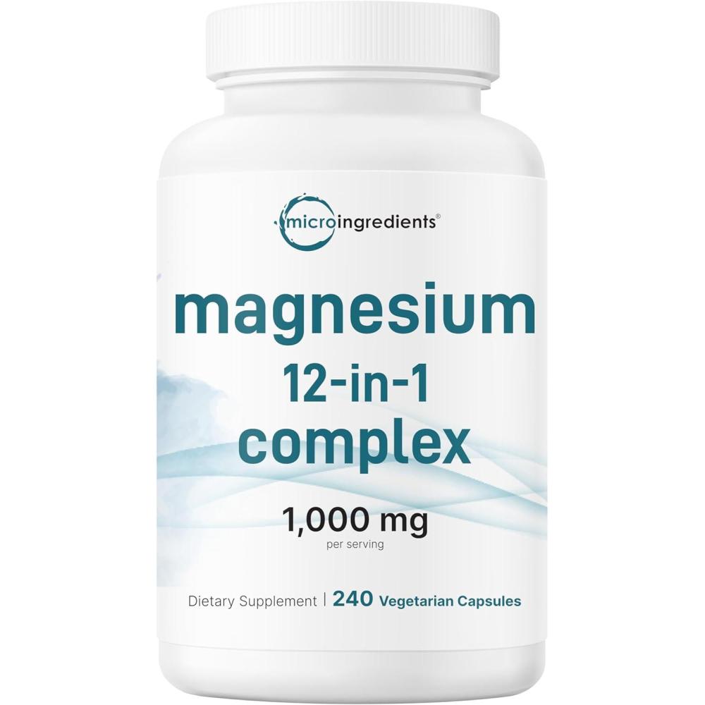 image:imageMicro Ingredients 12in1 Magnesium Complex 1000 mg 240 Capsules Magnesium Glycinate Citrate Taurate Malate amp More High Absorption Formula for Men amp Women Chelated amp Purified