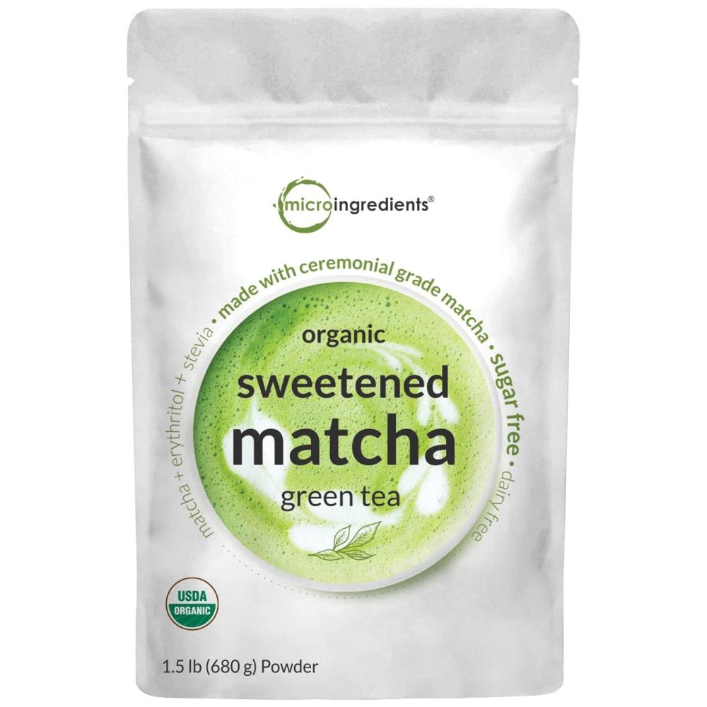 image:imageOrganic Sweet Matcha Powder 24 Ounce Sugar Free Matcha Latte Powder Ceremonial Grade  First Harvest Authentic Japanese Origin  Barista Style for Smoothies Lattes and Baking