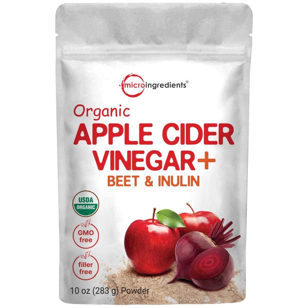 image:imageOrganic Apple Cider Vinegar Powder with the Mother Water Soluble 10 Ounce 6000mg Per Serving PlantBased Raw Unfiltered Unpasteurized Blend with Organic Beet Juice amp Inulin Vegan