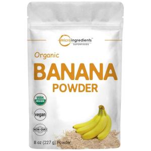 Organic Banana Powder, 8 Ounce, Freeze Dried, Rich in Dietary Fibers and Vitamins, Excellent source of Potassium for heart health, Best Flavor for Smoothie, Milk, Drinks, Cooking and Baking