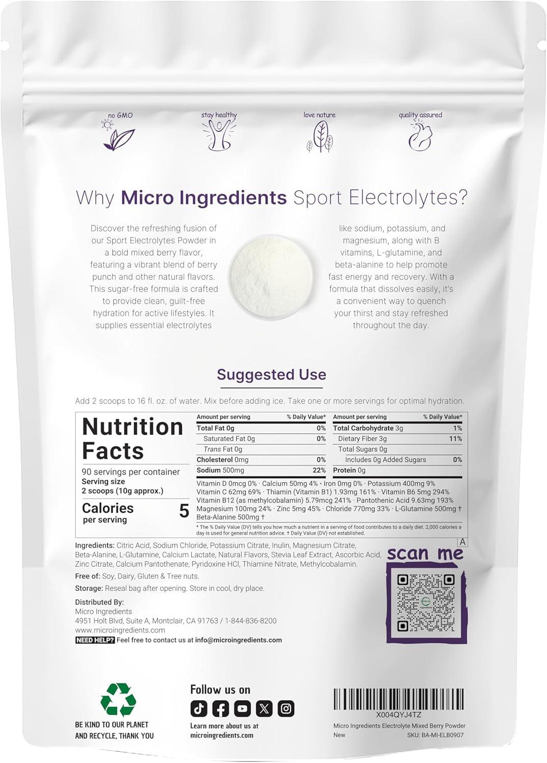 image:imageElectrolytes Powder 2 lbs 90 Servings Sugar Free Workout Hydration Potassium Sodium Magnesium LGlutamine BetaAlanine amp B Complex Berry Punch Flavor NonGMO Gluten FreeBerry Punch