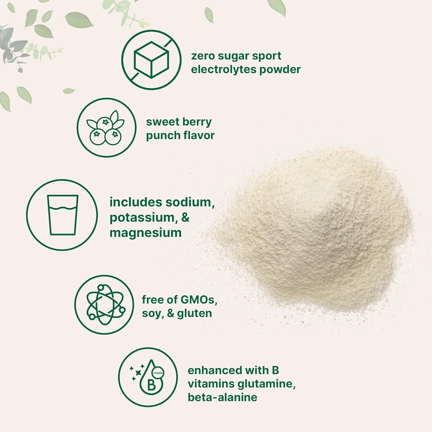 image:imageElectrolytes Powder 2 lbs 90 Servings Sugar Free Workout Hydration Potassium Sodium Magnesium LGlutamine BetaAlanine amp B Complex Berry Punch Flavor NonGMO Gluten FreeBerry Punch