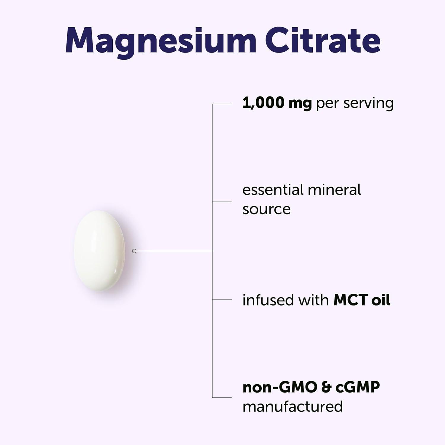 image:imageMicro Ingredients Magnesium Citrate 1000 mg Per Serving 240 Softgels Magnesium Supplements for Men and Women Made with MCT Oil NonGMO Gluten Free