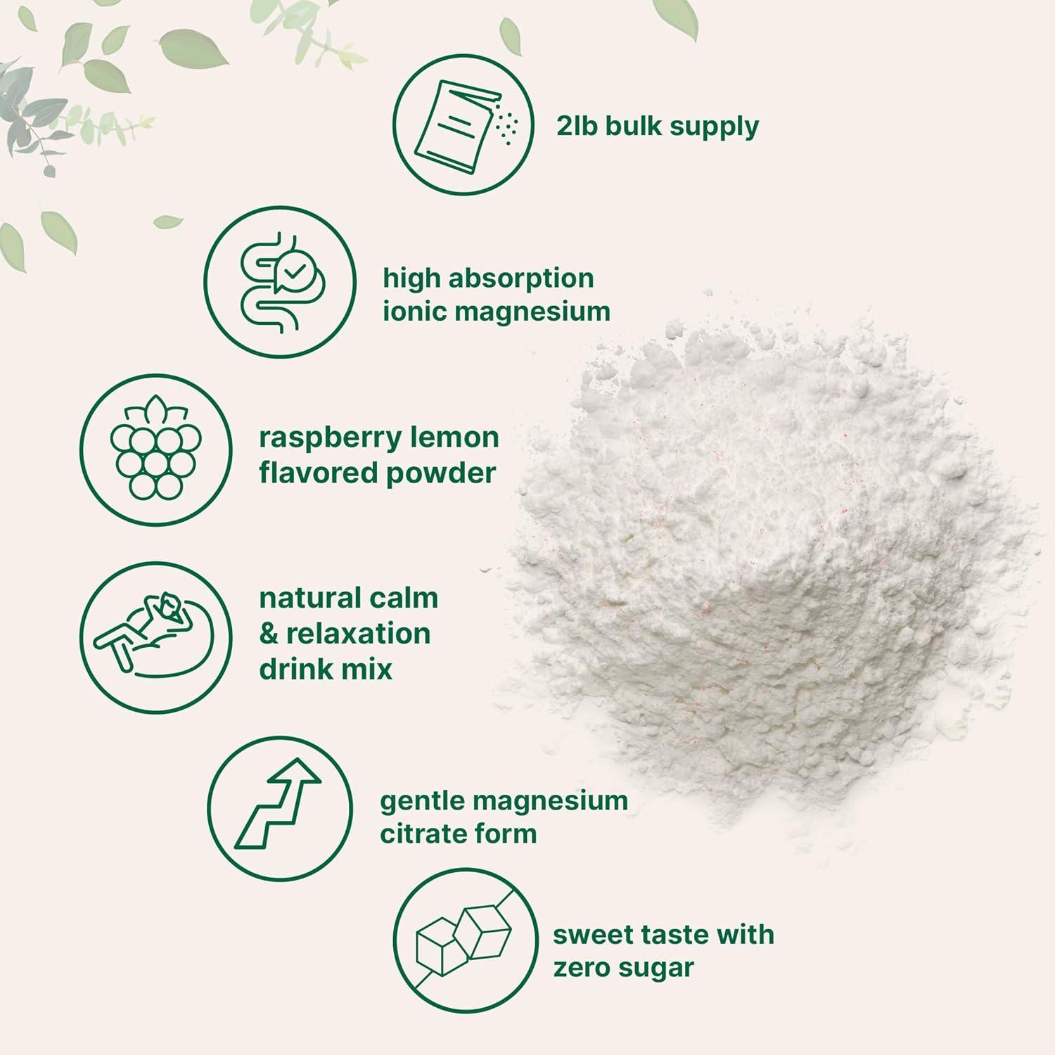 image:imageMicro Ingredients MiracleMag Calm Magnesium Powder 2lbs Magnesium Citrate Powder Sweet Raspberry Lemon Flavored Easily Absorbed Ionic Form NonGMO Vegan Sugar Free