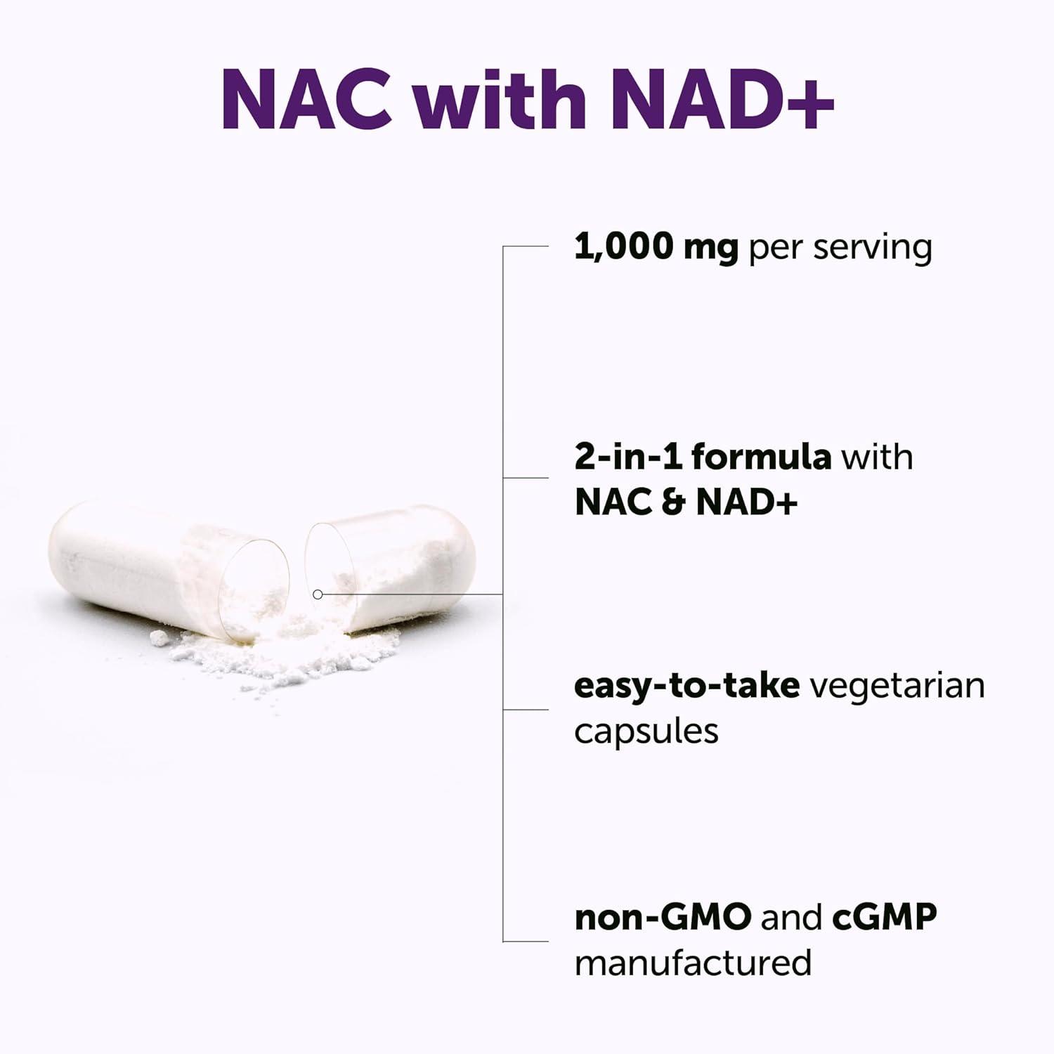 image:imageMicro Ingredients NAC with NAD 1000 mg Per Serving 240 Vegetarian Capsules 2in1 NAcetylLCysteine with Nicotinamide Adenine Dinucleotide NonGMO Gluten Free