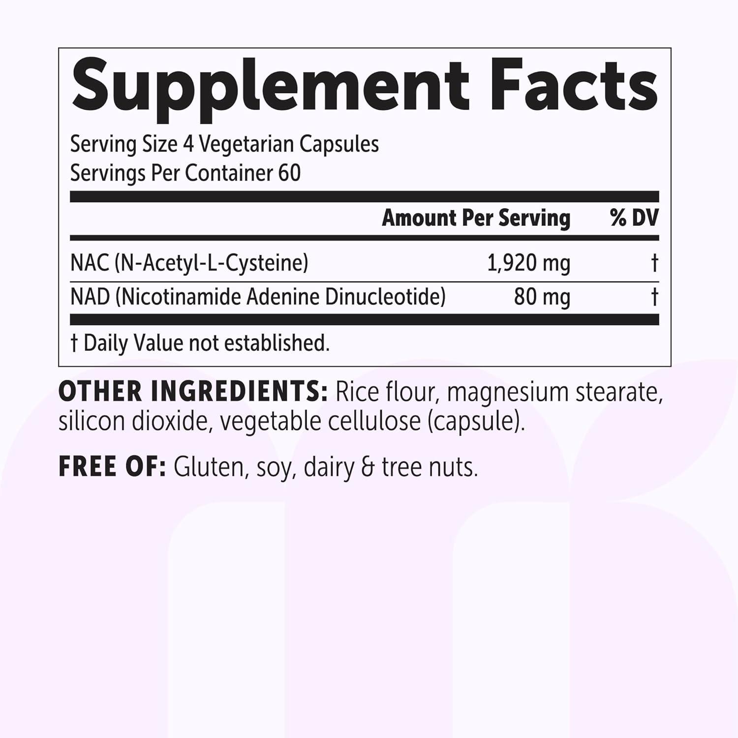 image:imageMicro Ingredients NAC with NAD 2000 mg Per Serving 240 Vegetarian Capsules 2in1 NAcetylLCysteine with Nicotinamide Adenine Dinucleotide NonGMO Gluten Free