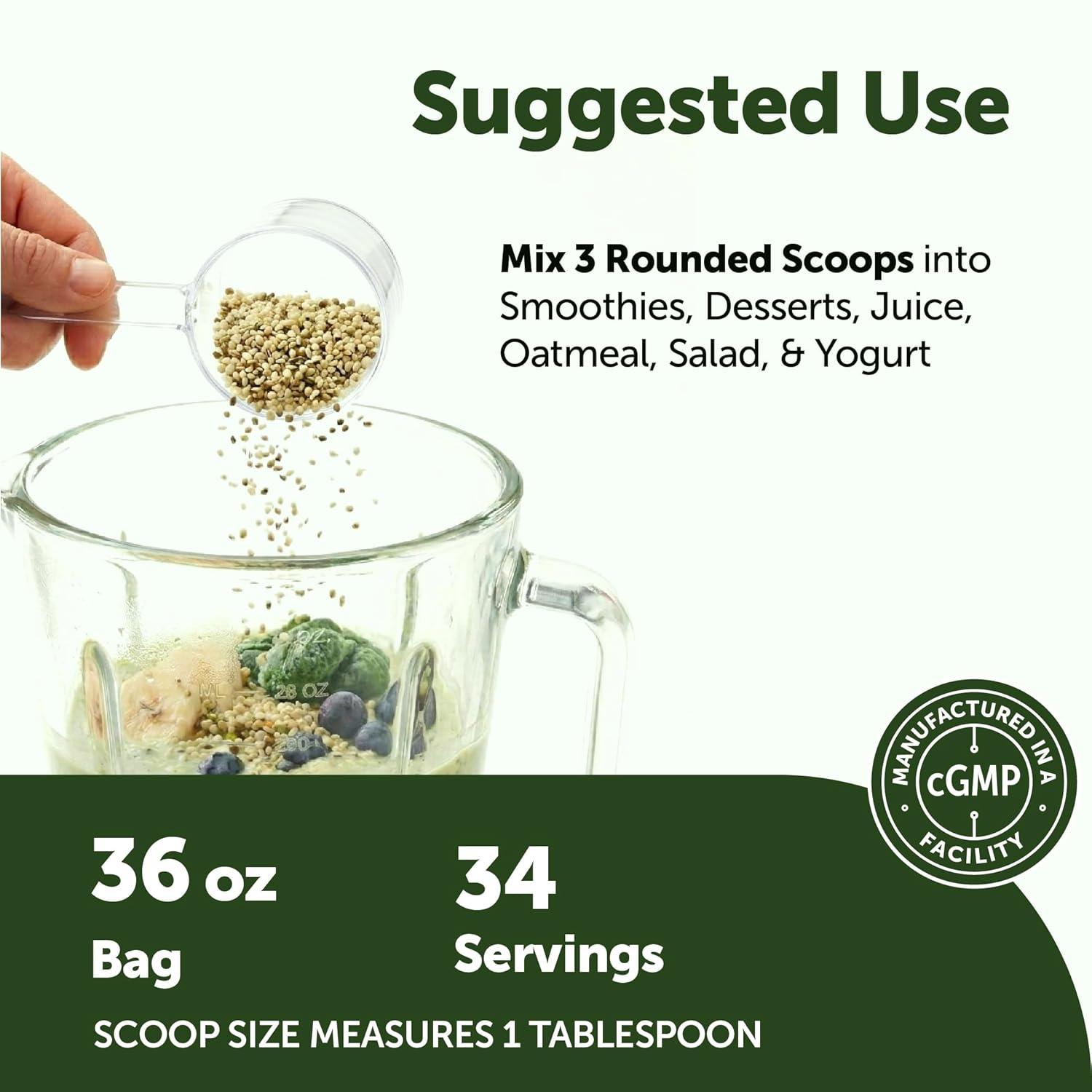 image:imageMicro Ingredients Organic Hemp Seeds 36 oz Shelled Hemp Hearts with 10g Plant Protein amp 12g Omega3 amp 6 Per Serving Natural Nutty Flavor for Smoothies Yogurt Salad amp Recipes NonGMO