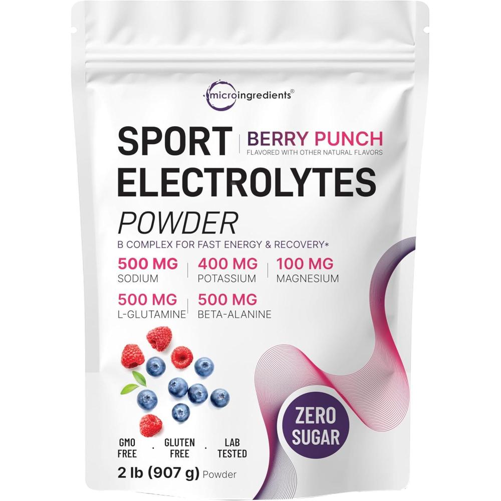 image:imageElectrolytes Powder 2 lbs 90 Servings Sugar Free Workout Hydration Potassium Sodium Magnesium LGlutamine BetaAlanine amp B Complex Berry Punch Flavor NonGMO Gluten FreeBerry Punch