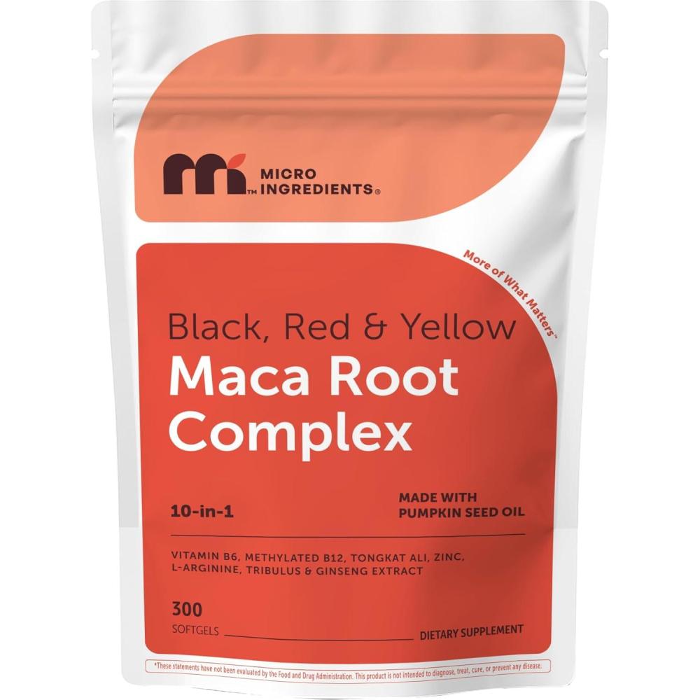 image:imageMicro Ingredients Maca Root Complex for Women amp Men 300 Softgels  Black Red amp Yellow Maca  10in1 with Tongkat Ali Ginseng Tribulus amp Fenugreek  Made with Pumpkin Seed Oil  NonGMO