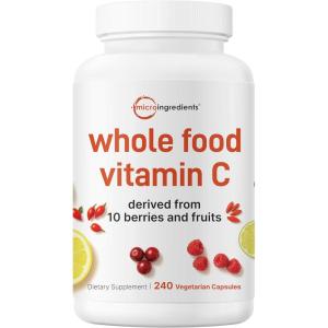 Micro Ingredients Whole Food Vitamin C Complex, 240 Vegetarian Capsules | 10-in-1 Fruit & Berry Blend | with Acerola, Amla, Goji Berries, Rose Hip, Cranberry Extracts | Non-GMO, Vegan, Gluten Free