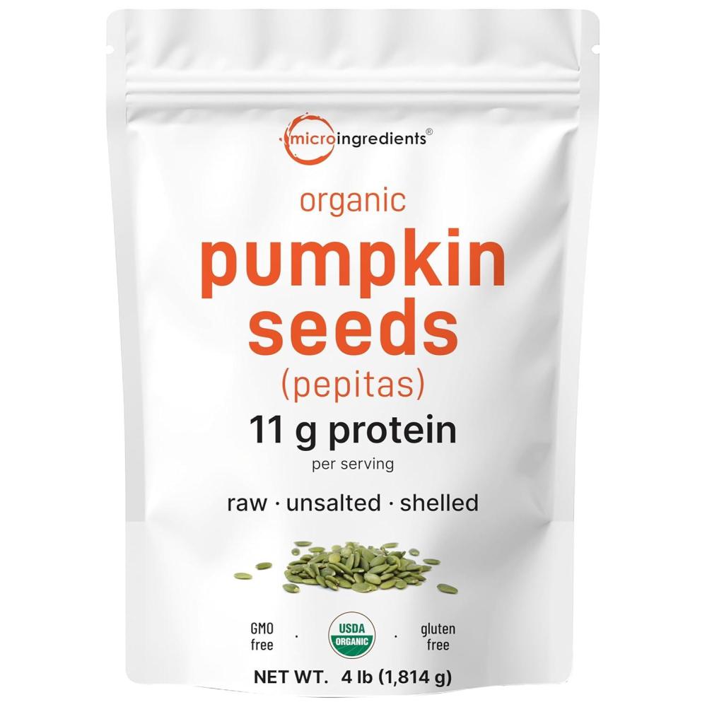 image:imageOrganic Pumpkin Seeds 4lbs Raw Unsalted amp Shelled Whole Pepitas Pumpkin Seeds to Eat Great for Baking Smoothies amp Salad Toppings Natural Source of Essential Fatty Acids Protein amp Iron